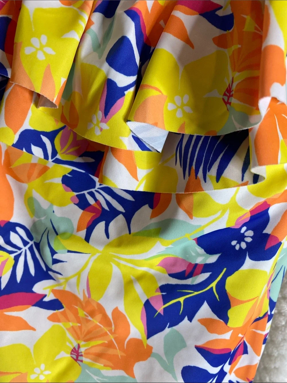Janie and Jack Floral Ruffle One-Piece Swimsuit - Tropical Print